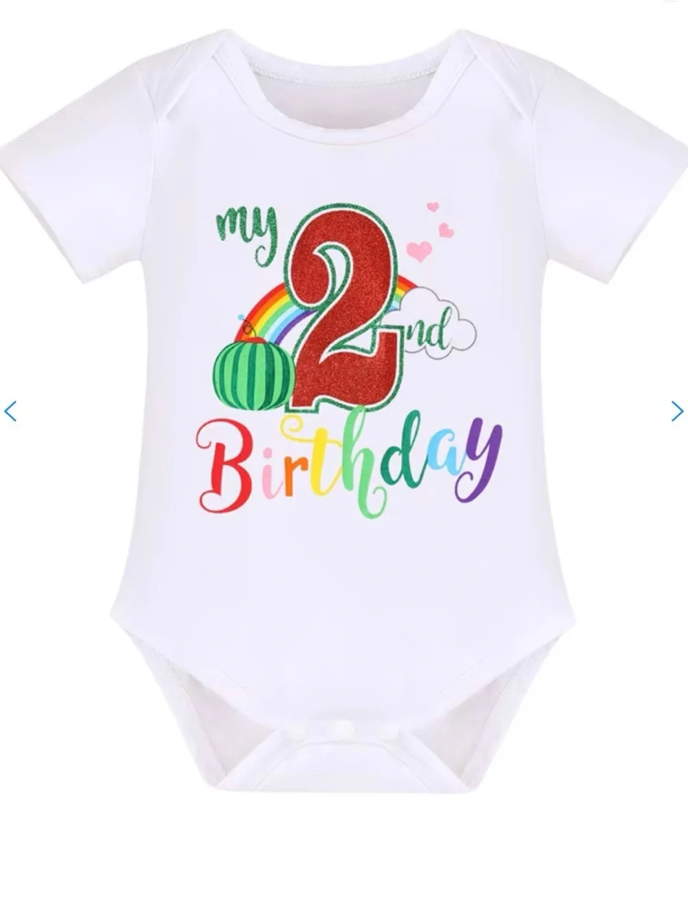 White 2nd Birthday Baby Bodysuit - Rainbow Number Design